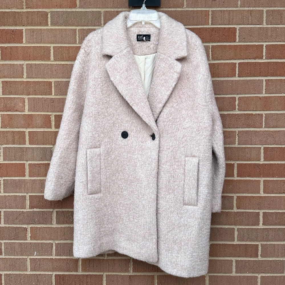 Zara TRF Collection blush pink wool trench coat Size Large